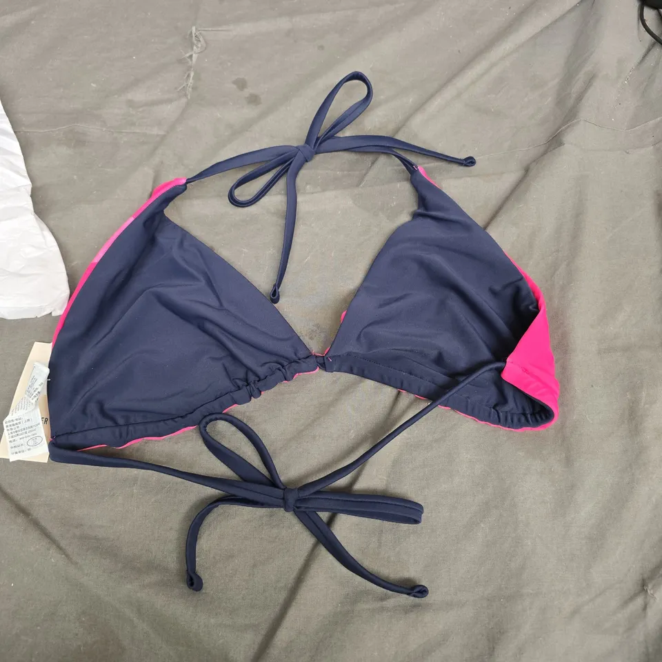 HOLLISTER WOMEN'S BIKINI TOP – NAVY WITH PINK SIDE PANELS