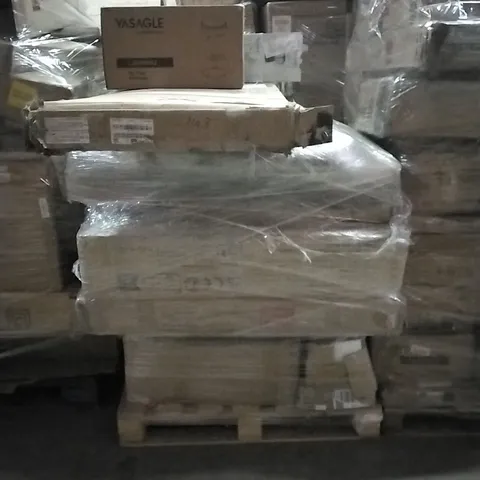 PALLET OF HOUSEHOLD ITEMS TO INCLUDE STORAGE SHED, BAR CHAIR, BLENDER AND OTHER ASSORTED ITEMS...