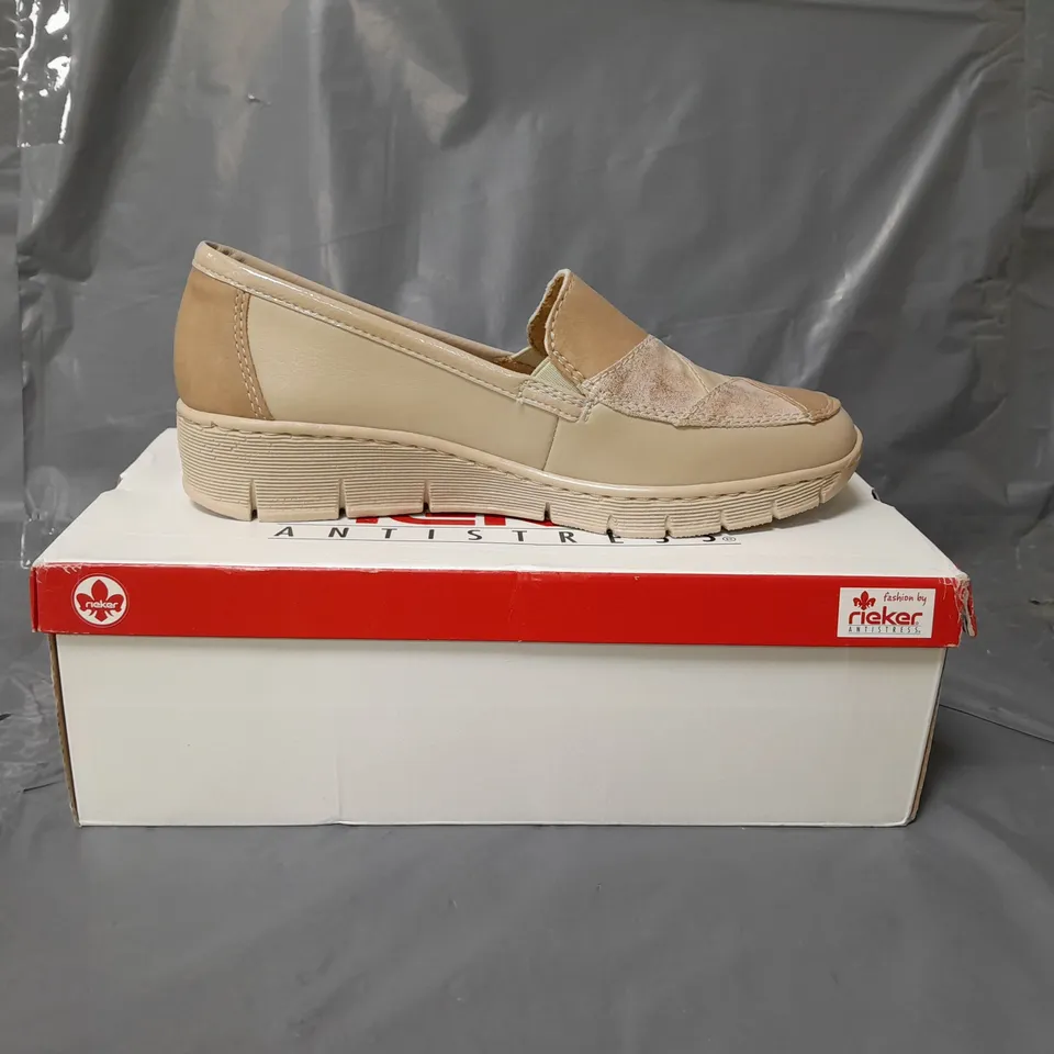 RIEKER WEDGE LEATHER LOAFERS BEIGE SIZE 6