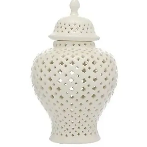 OTTERS BROOK 27CM WHITE CERAMIC CUT-OUT GINGER JAR