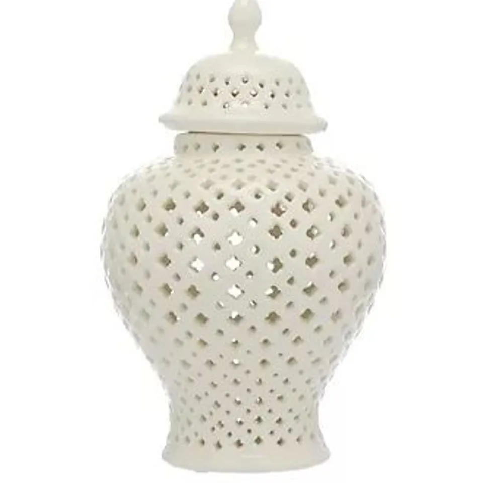 OTTERS BROOK 27CM WHITE CERAMIC CUT-OUT GINGER JAR