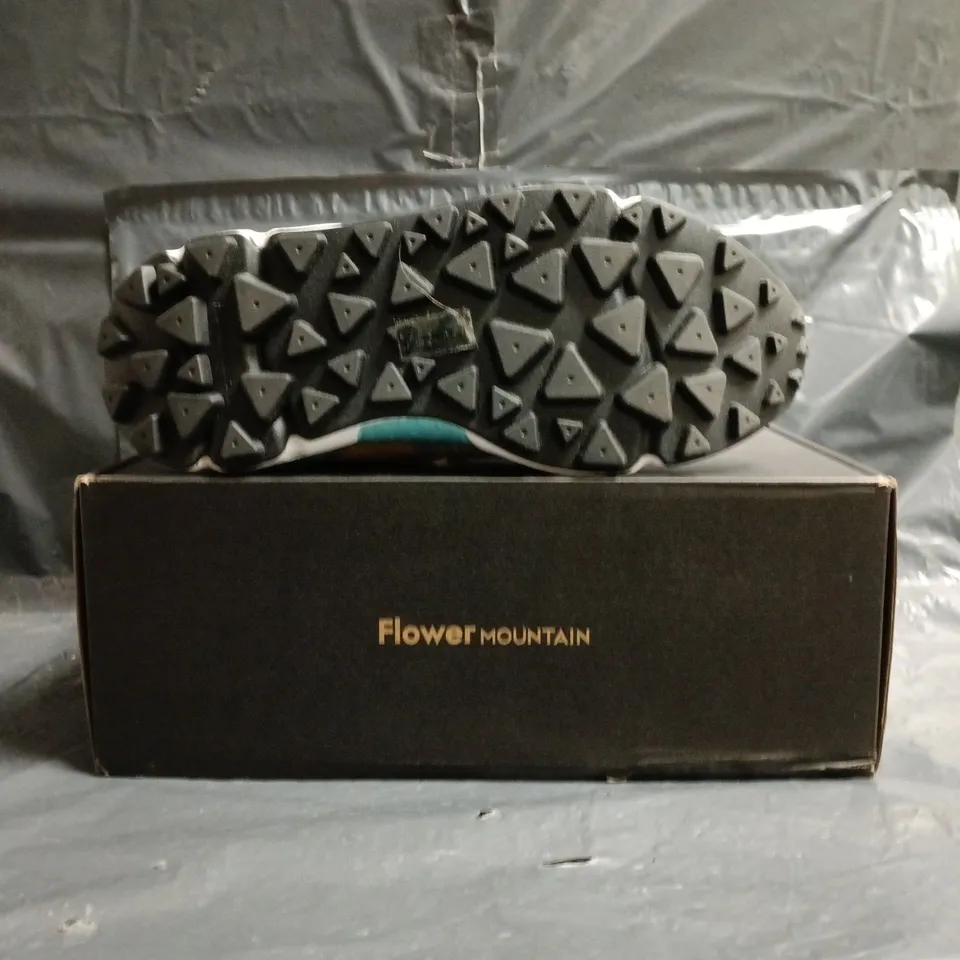 BOXED PAIR OF FLOWER MOUNTAIN TRAINERS IN GREY/MULTI SIZE UK 7.5