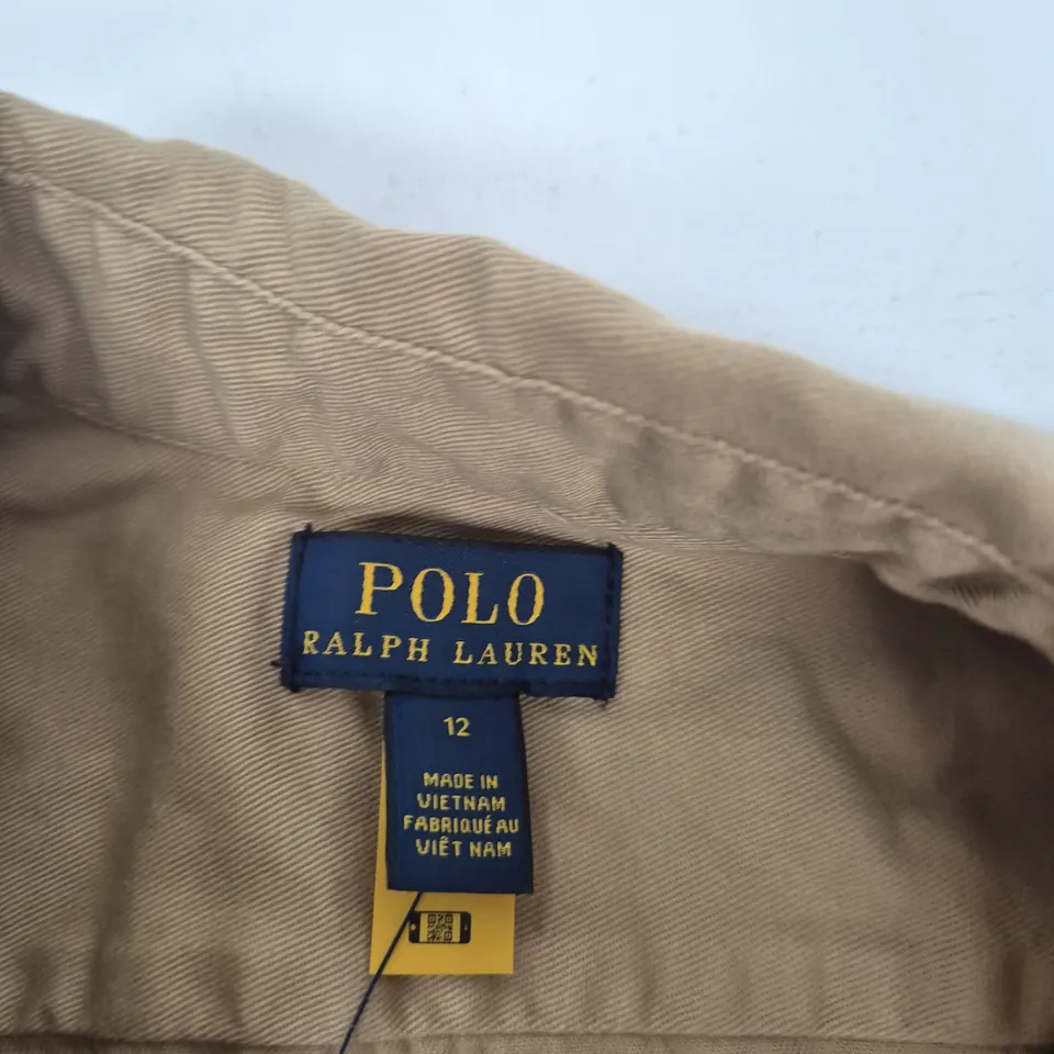 POLO RALPH LAUREN KHAKI SHIRT DRESS, WOMEN'S, UK 12