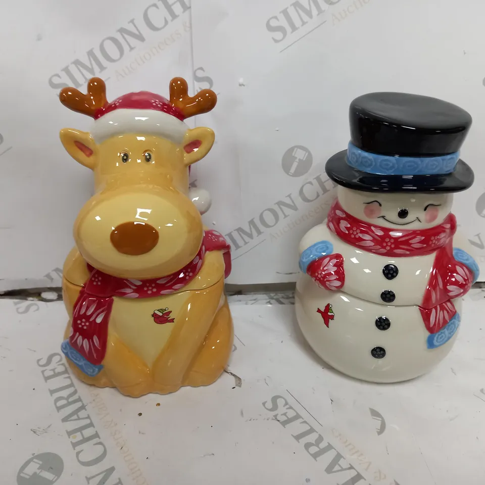 BOXED TEMP-TATIONS 180Z CHRISTMAS JAR REINDEER & SNOWMAN
