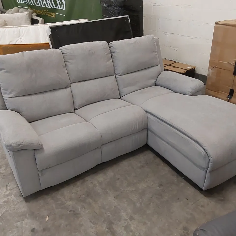 DESIGNER LINEN UPHOLSTERED MANUAL RECLINING CHAISE SOFA 