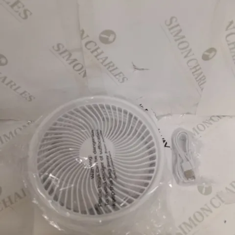 BOXED BELL & HOWELL RECHARGEABLE EXTENDABLE DESK & FLOOR FAN, WHITE