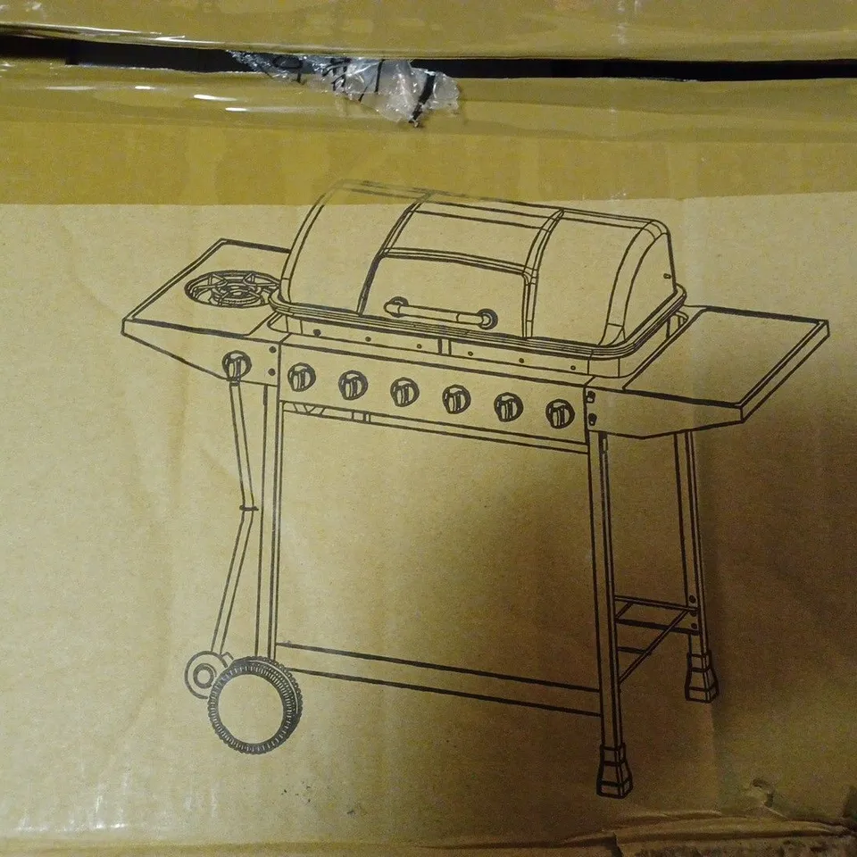 BOXED GRADE 1 6 BURNER GAS BBQ WITH SIDE BURNER - COLLECTION ONLY RRP £249.99