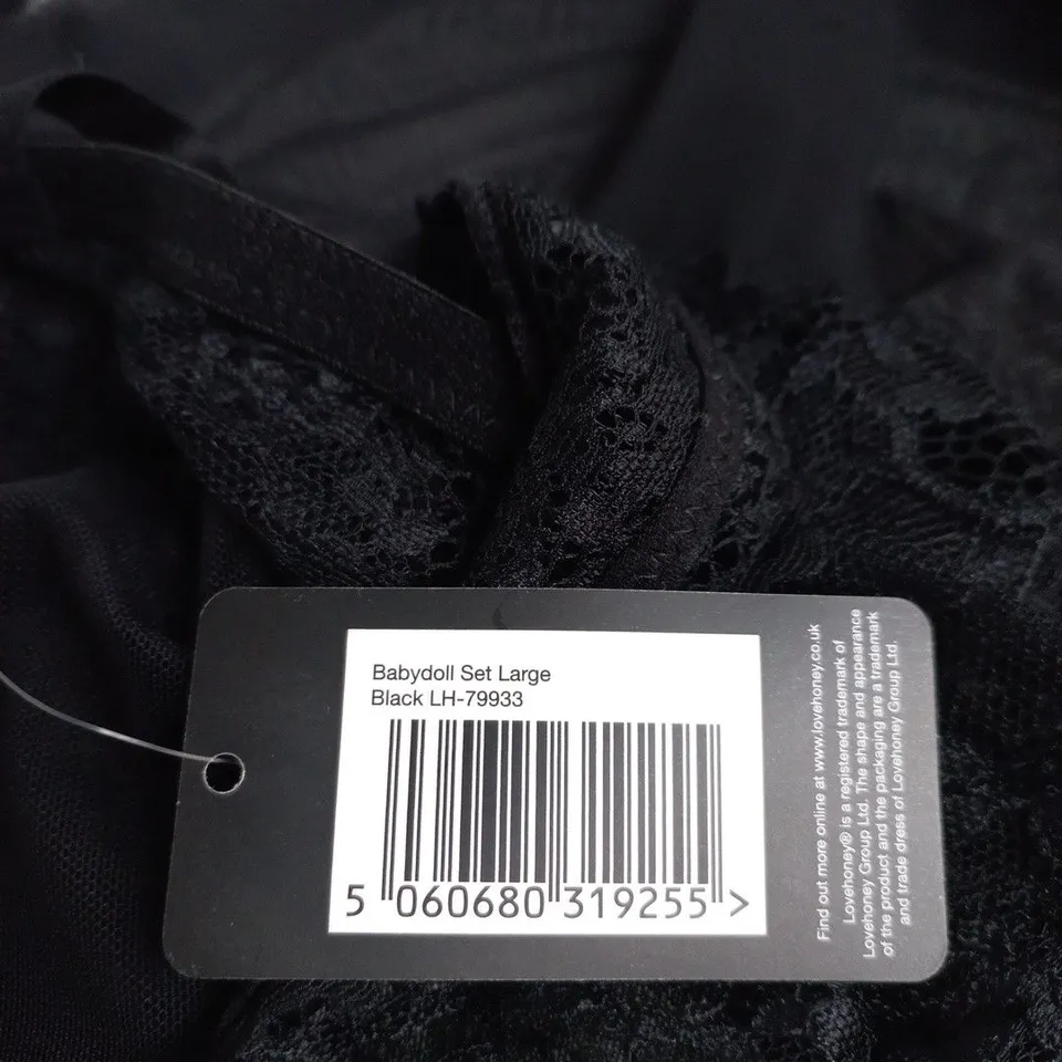 LOVEHONEY BABYDOLL SET LARGE – BLACK