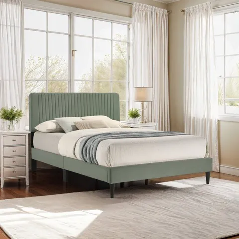 BOXED MELROSE AUTAVIA UPHOLSTERED DOUBLE (4'6) BED - SEA SPRAY