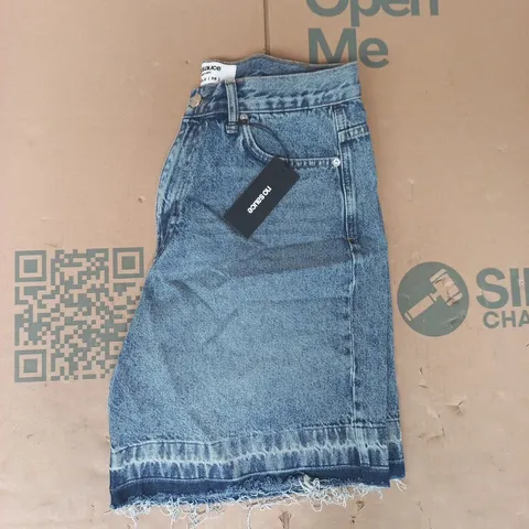 NO SAUCE DENIM DISTRESSED SHORTS IN BLUE SIZE 30
