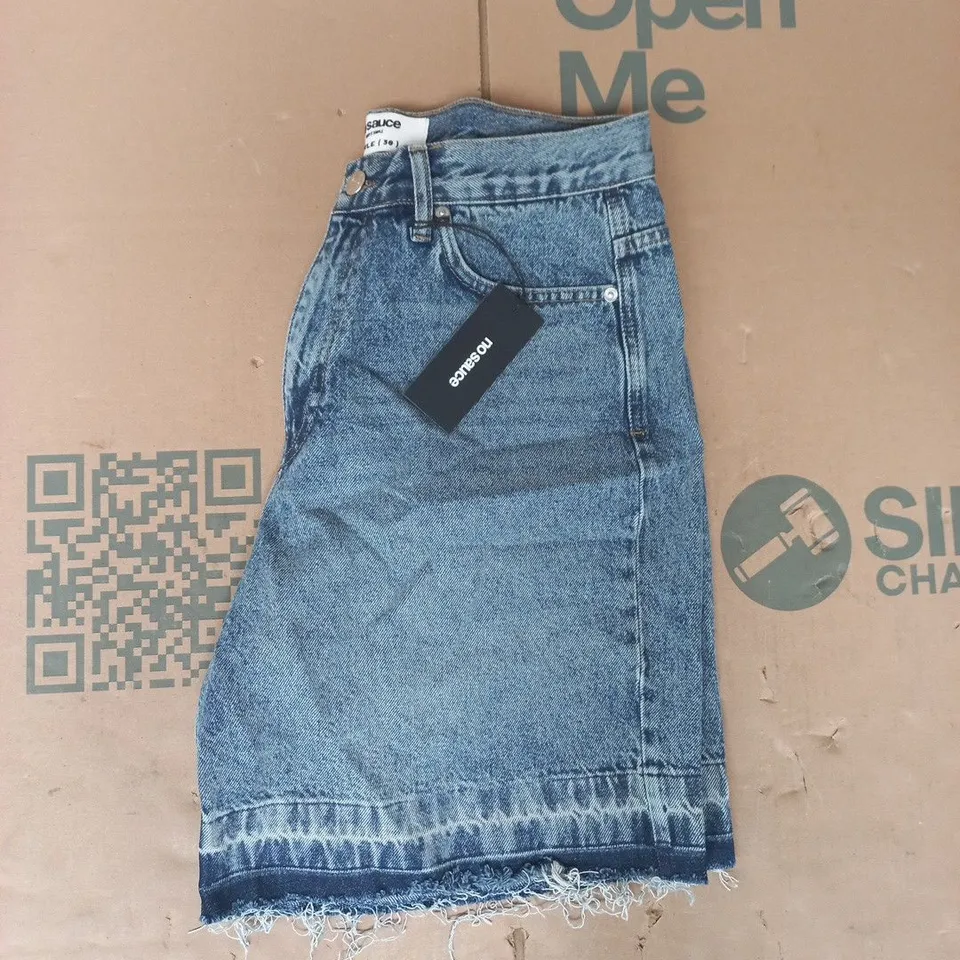 NO SAUCE DENIM DISTRESSED SHORTS IN BLUE SIZE 30