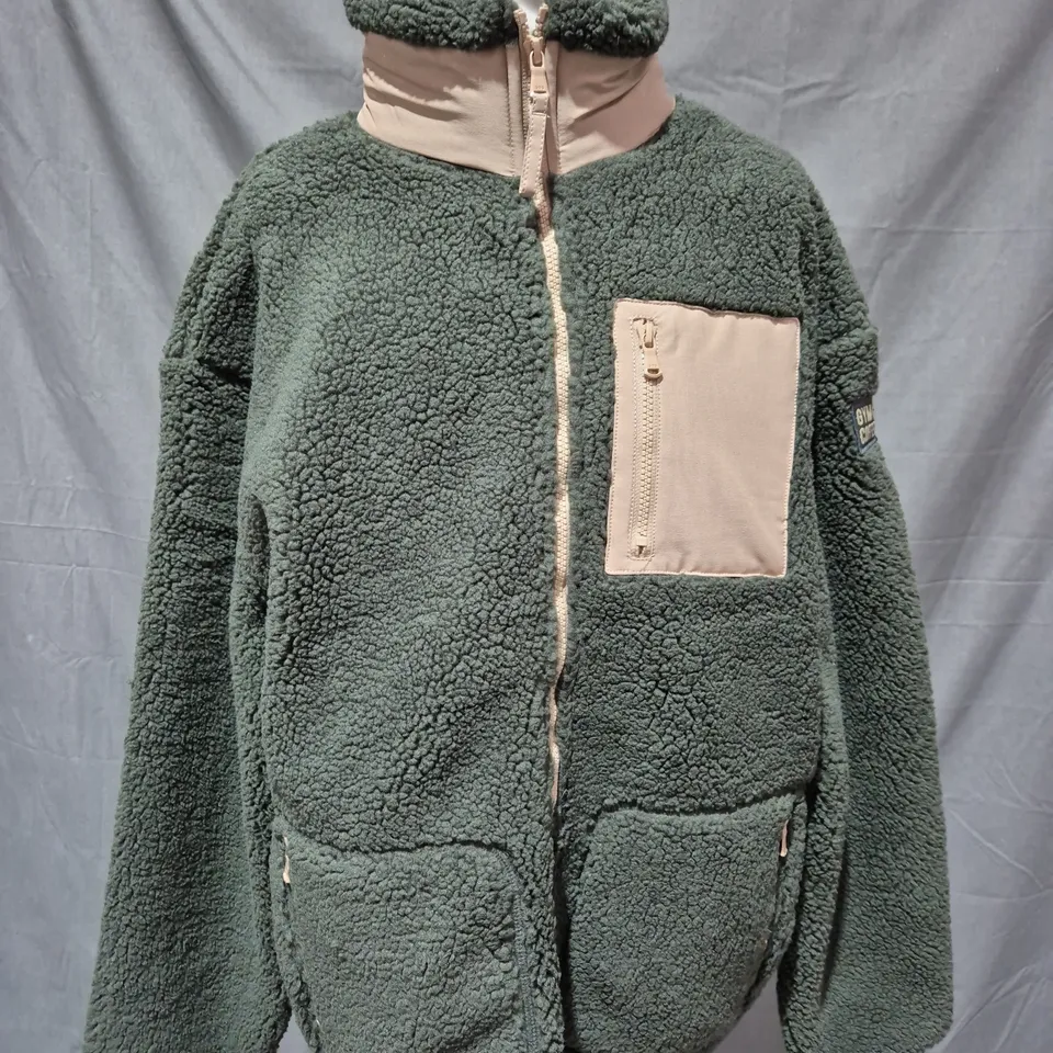 GYM+COFFEE INDUSTRY FLEECE JACKET IN KHAKI SIZE L