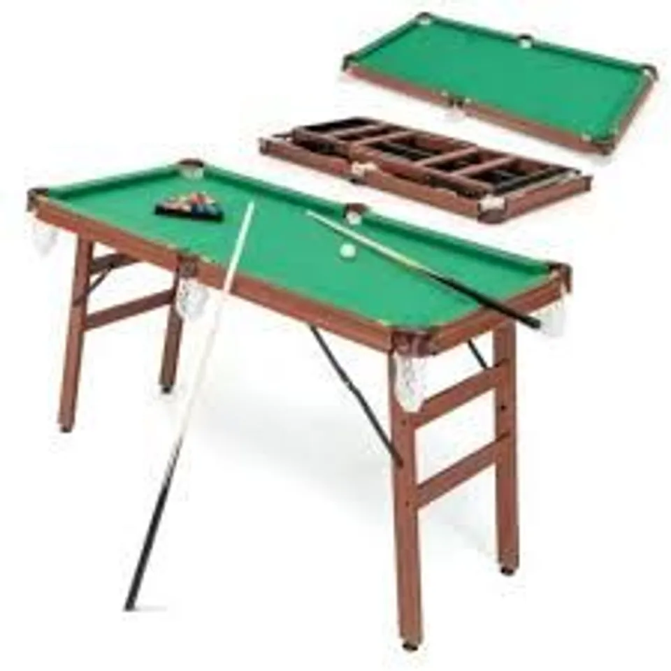 BOXED COSTWAY FOLDING PORTABLE BILLIARDS TABLE GAME SET WITH ADJUSTABLE FOOT LEVELERS