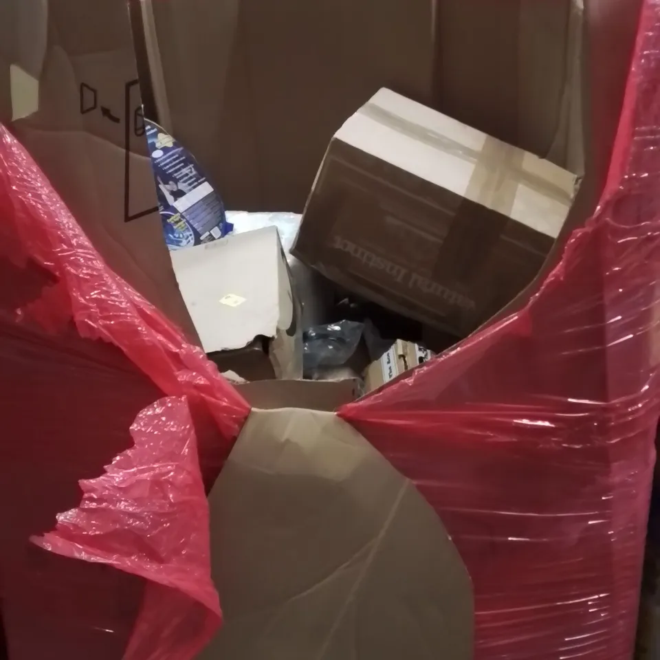 PALLET CONTAINING VARIOUS ASSORTED BOXED HOUSEHOLD ITEMS TO INCLUDE:  POP UP TENT, TOILET SEATS, AND LOTS MORE UNMARKED BOXED ITEMS 