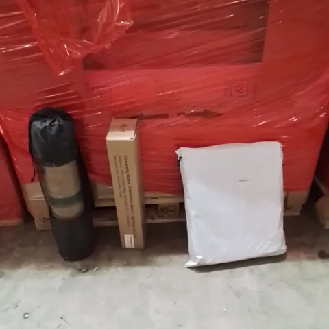 PALLET OF ASSORTED HOUSEHOLD GOODS AND PRODUCTS TO INCLUDE;CUSHION,LED MIRROR LIGHT,YOGA MAT