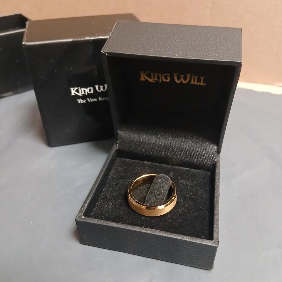KING WILL GOLD-TONE RING IN BLACK PRESENTATION BOX