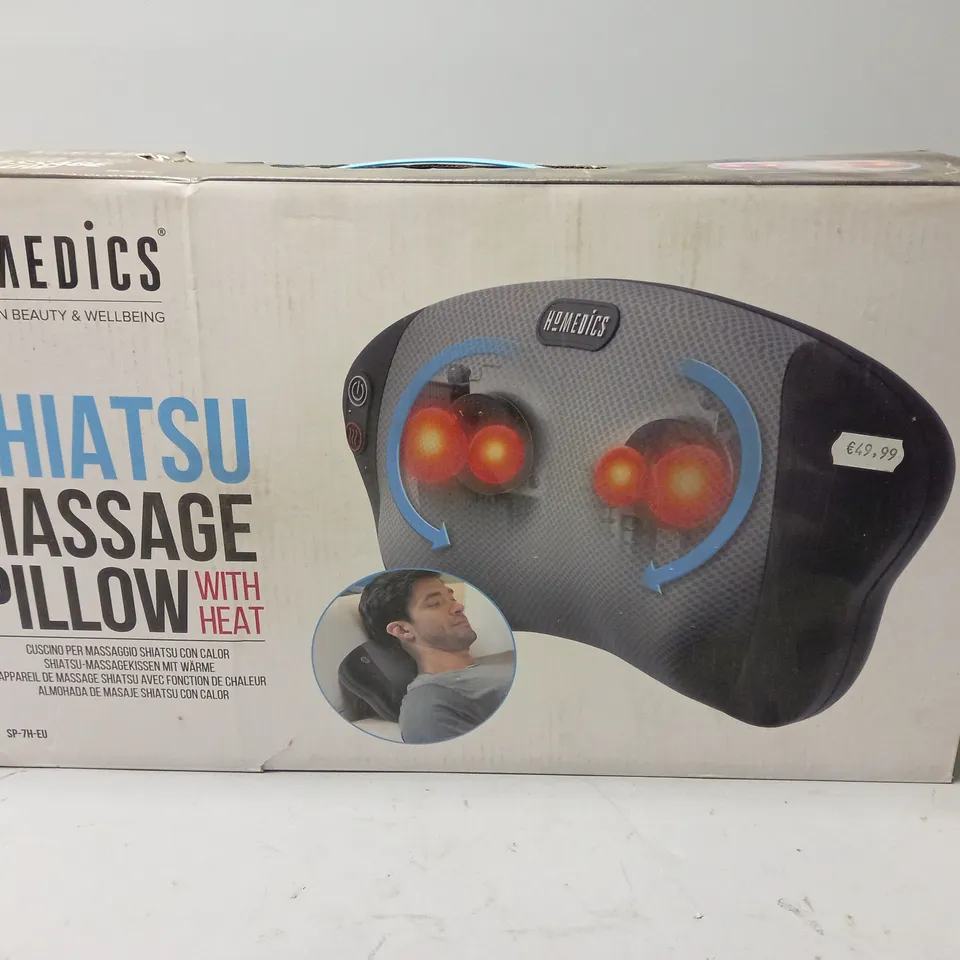 BOXED HOMEDICS HEATED SHIATSU MASSAGE PILLOW