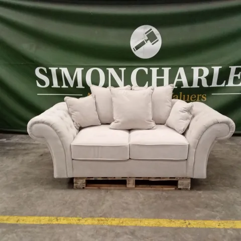 WINDSOR 2 SEATER FABRIC SCATTER BACK SOFA - NATURAL