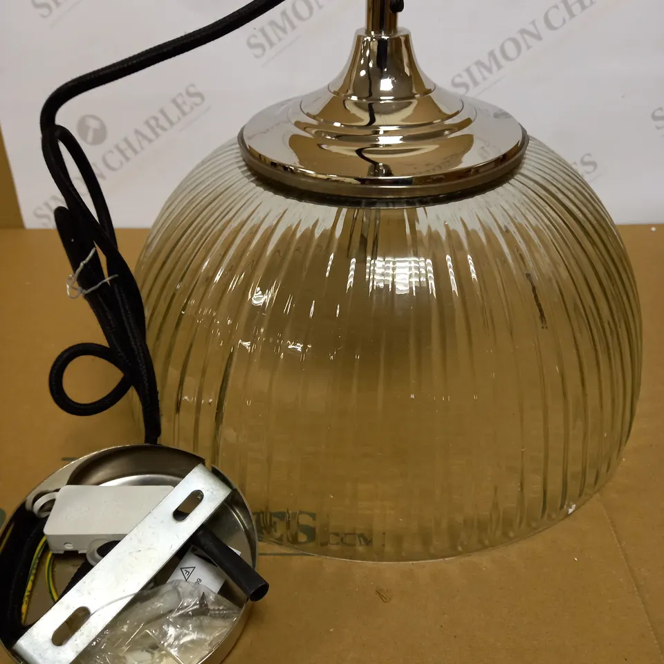 DAR LIGHTING YAMBOL PENDANT POLISHED NICKEL CLEAR GLASS LIGHT FIXTURE