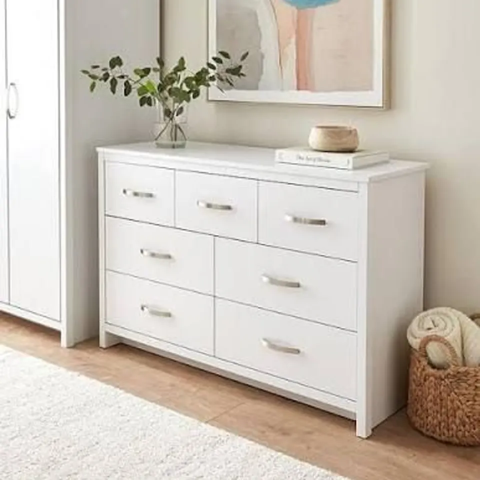 BOXED ELY 3 + 4 DRAWER CHEST PARCHMENT AND REVIERA COLOUR (1 BOX)