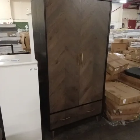 QUALITY DESIGNER SIENNA FUMEDOAK & PEPPERCORN DOUBLE WARDROBE