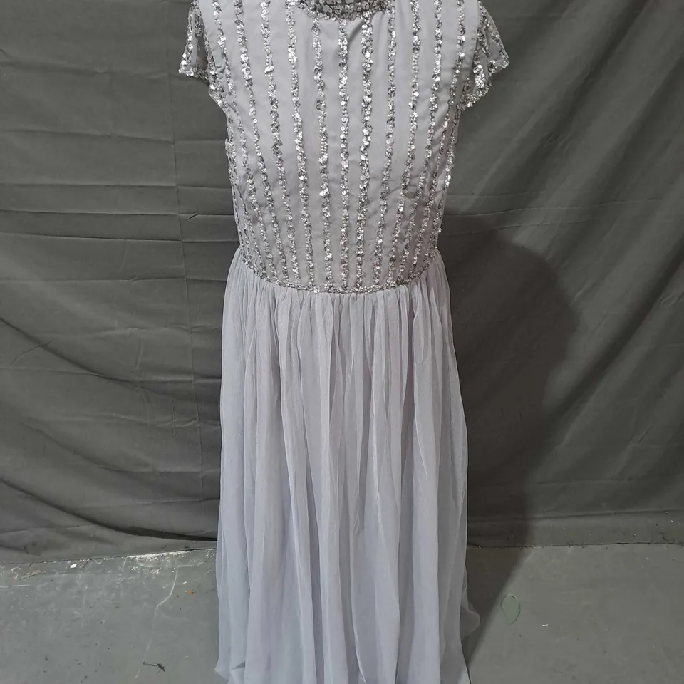 COAST LINEAR EMBELLISHED CAP SLEEVE BRIDESMAIDS DRESS IN LILAC HAZE SIZE 14