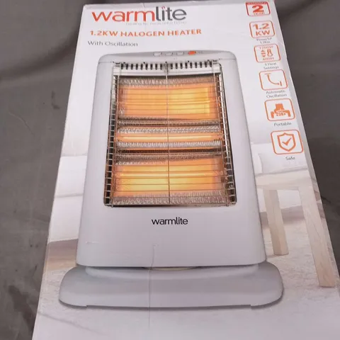 BOXED WARMLITE 1.2KW HALOGEN HEATER WITH OSCILLATION