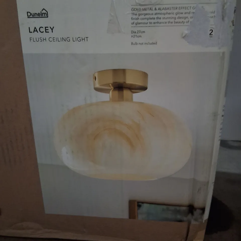 DUNELM LACEY FLUSH CEILING LIGHT WITH GOLD METAL