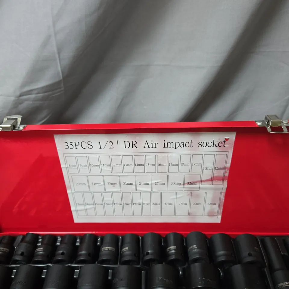 35PC 1/2IN DRIVE AIR IMPACT SOCKET SET IN RED CASE