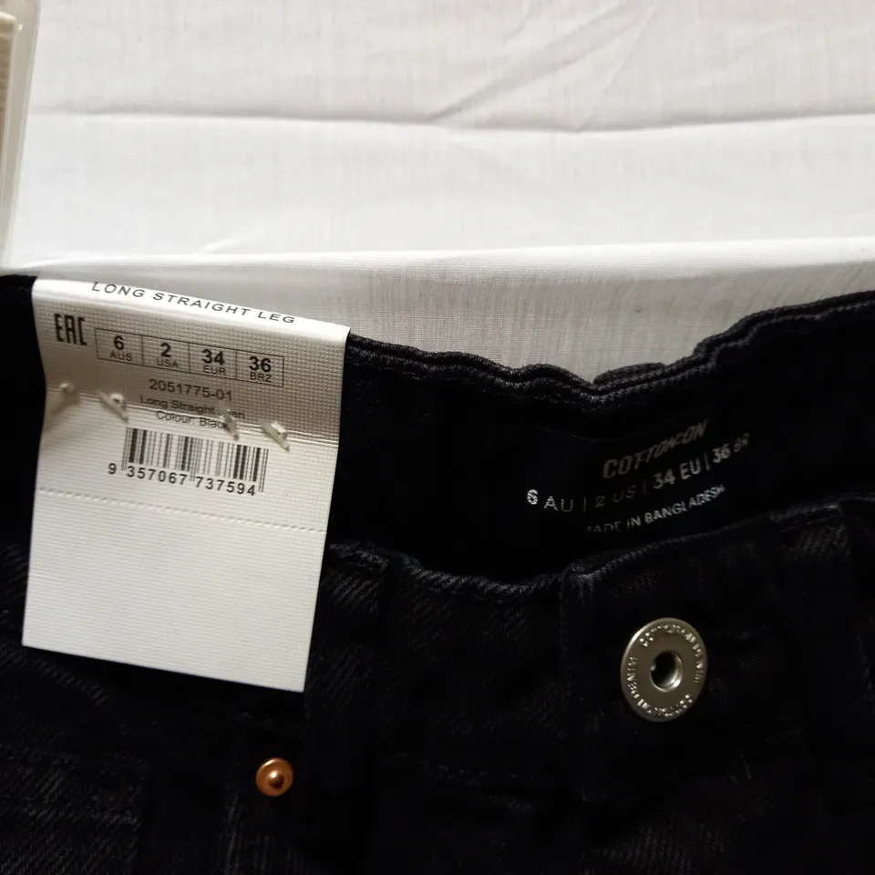 BOX OF APPROX 8 BRAND NEW COTTON:ON LONG STRAIGHT JEANS - BLACK SIZE AUS 6