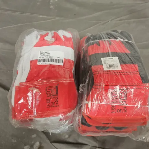 APPROXIMATELY 100 PAIRS OF ST PLUS ELITE RIGGER GLOVES IN WHITE/RED & BLACK/RED