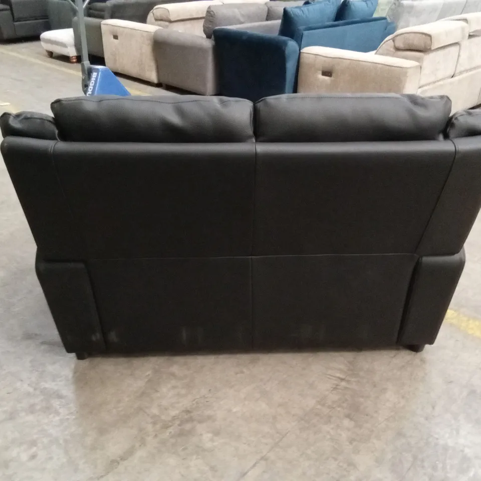 ALBION LUXURY FAUX LEATHER HIGH BACK 2 SEATER SOFA - BLACK RRP £519