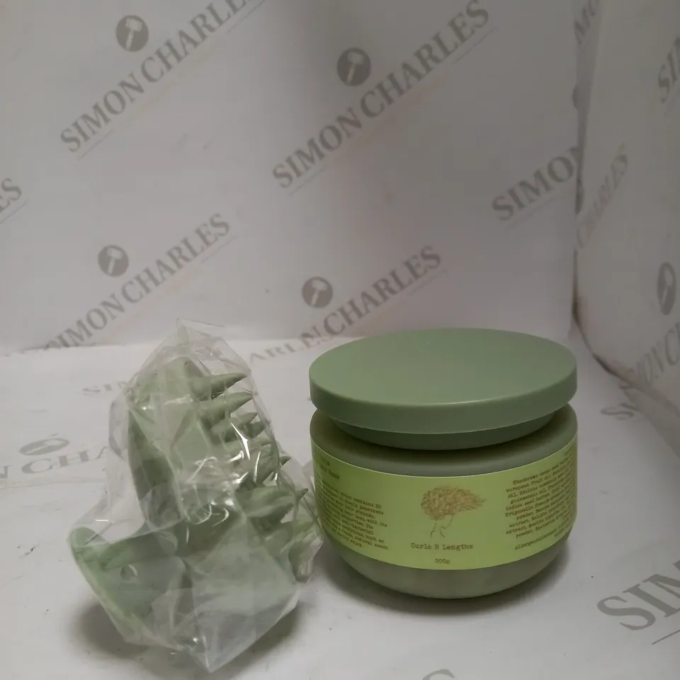 LOT OF TWO CURLS N' LENGTHS PRODUCTS TO INCLUDE HAIR MASK AND SCALP MASSAGER 