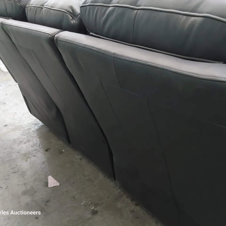 QUALITY BRITISH DESIGNER G PLAN GREENWICH POWER RECLINING THREE SEATER SOFA CAMBRIDGE PETROL BLUE LEATHER 