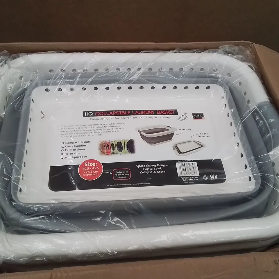 BOX CONTAINING 6 BRAND NEW COLLAPSIBLE LAUNDRY BASKETS
