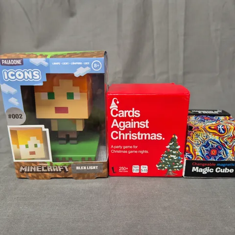 QUANTITY OF ASSORTED TOYS TO INCLUDE MAGIC CUBE, MINECRAFT AND CARD GAMES