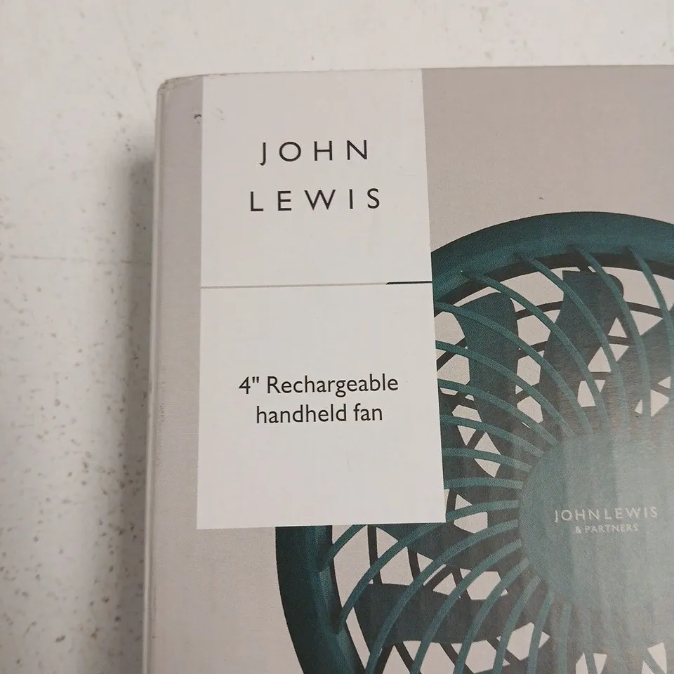 JOHN LEWIS 4-INCH RECHARGEABLE HANDHELD FAN