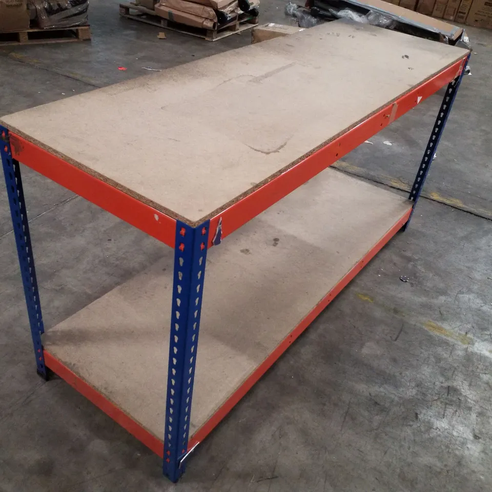 2-TIER SHELVING UNIT 183×61×93CM - BLUE & ORANGE