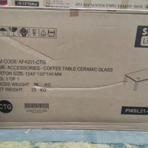 BOXED RECTANGULAR COFFEE TABLE WITH CERAMIC GLASS