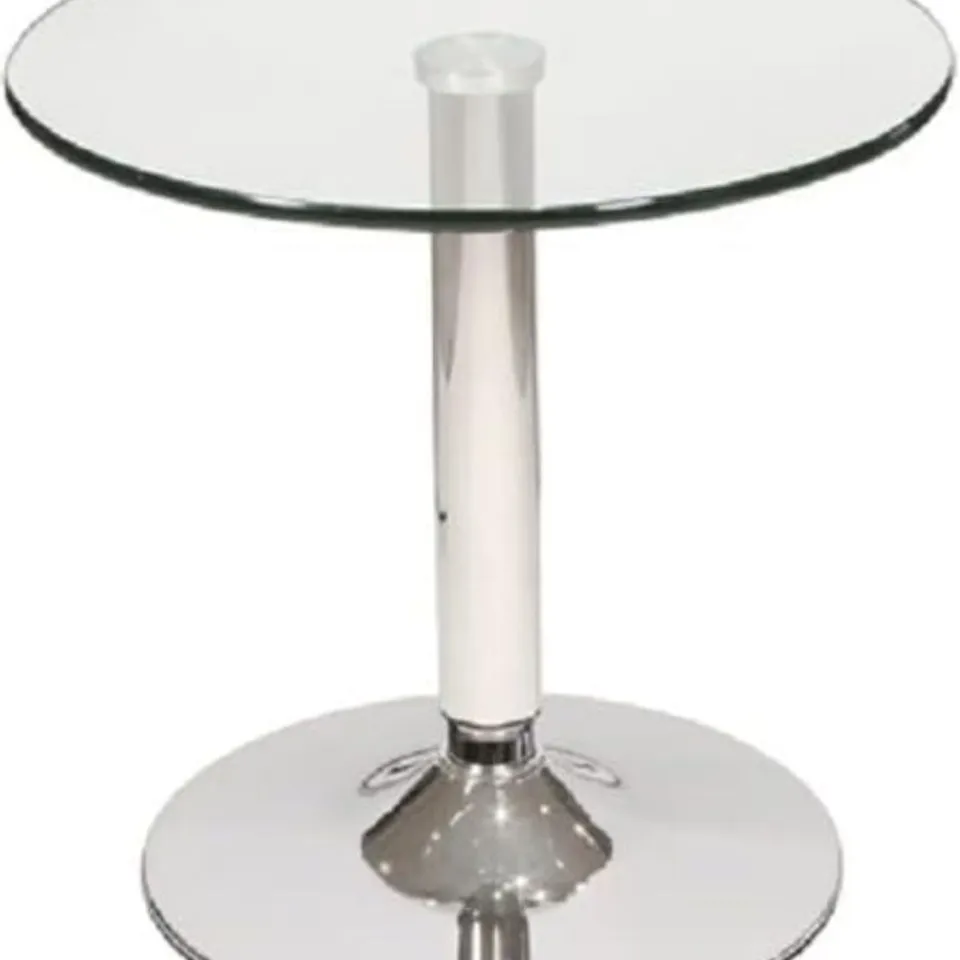 BRAND NEW BOXED BELIZE CLEAR GLASS BISTRO SIDE TABLE (1 BOX)
