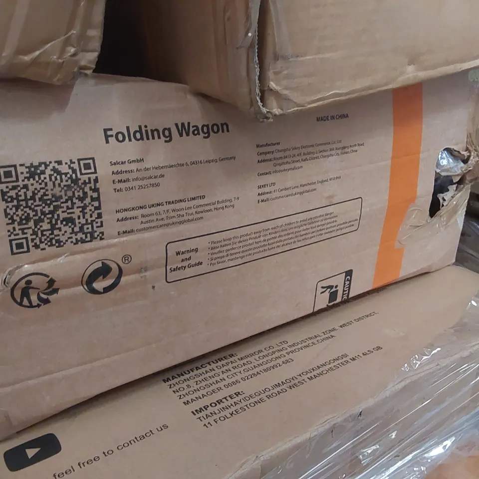 PALLET CONTAINING A LARGE QUANTITY OF ASSORTED CONSUMER PRODUCTS INCLUDING: FOLDING WAGON, MUSTAR DIGITAL PIANO, BALANCE BIKE ECT