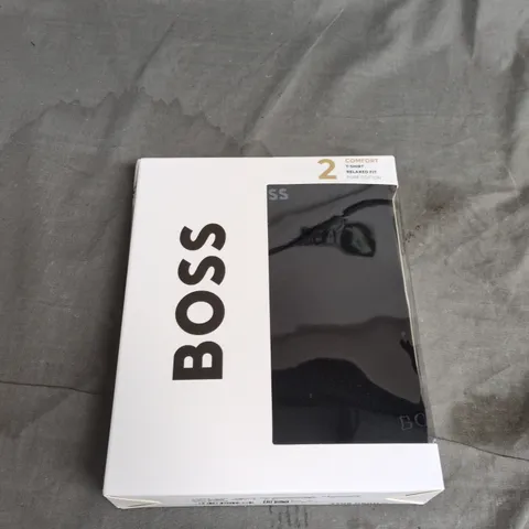 HUGO BOSS T-SHIRT – BLACK, PURE COTTON, RELAXED FIT - X2 - LRGE