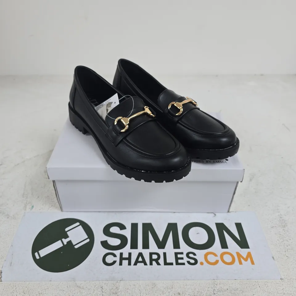 SHOES BY EMMA GODIVA BLACK PU LOAFERS - 5