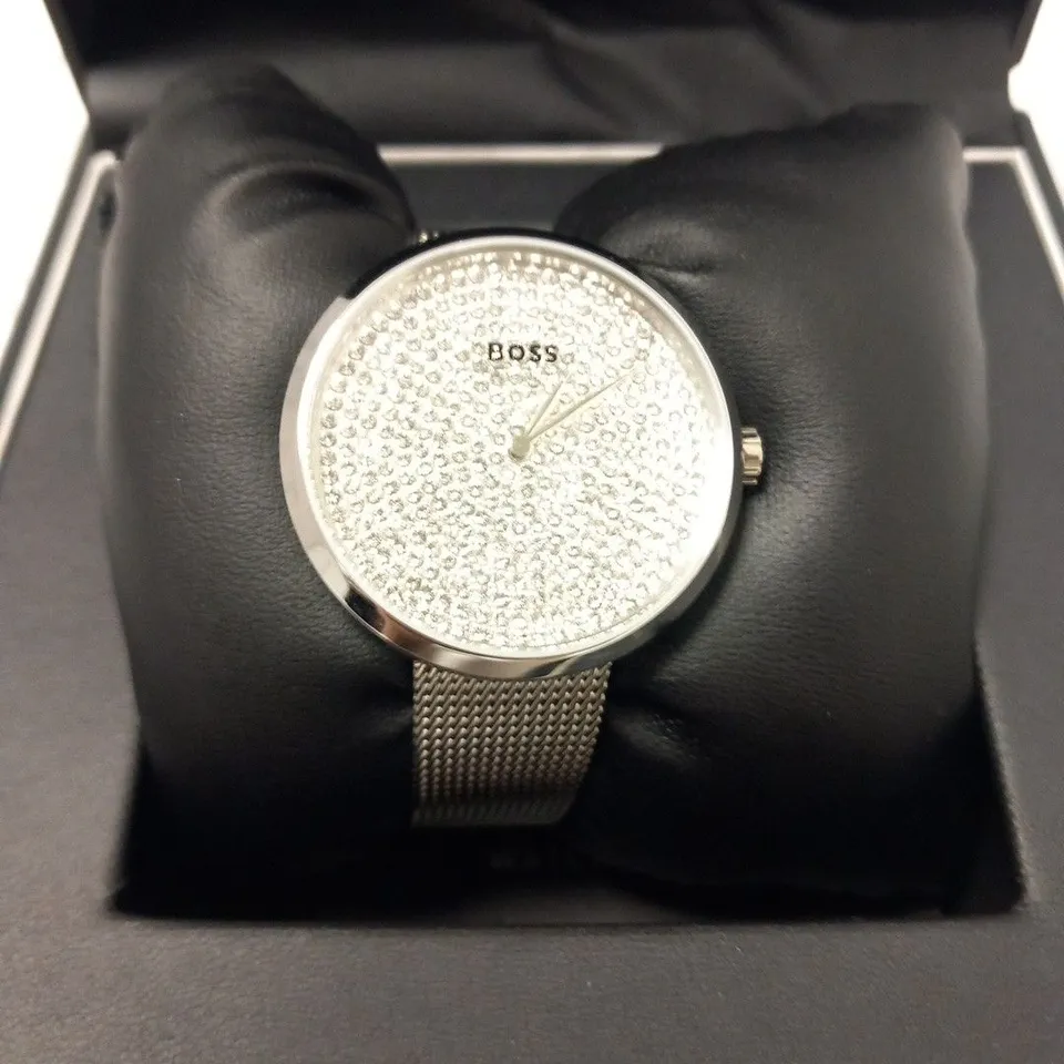 BOXED HUGO BOSS LADIES PRAISE STAINLESS STEEL WRIST WATCH
