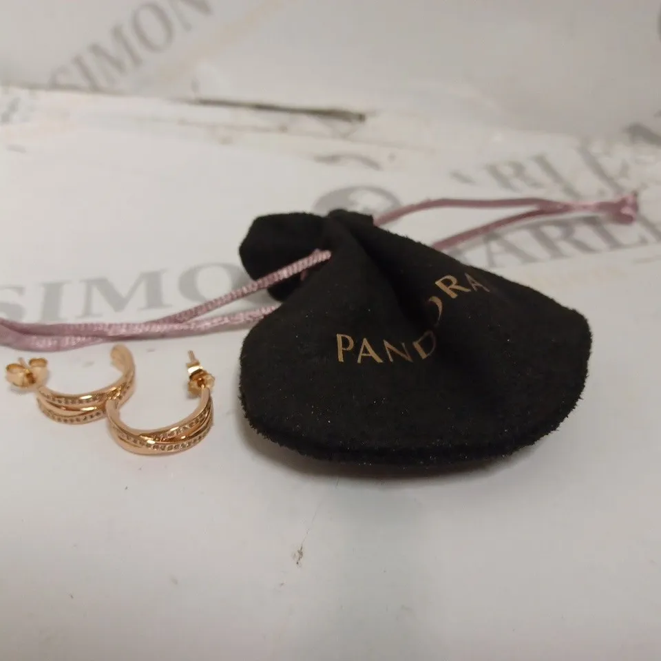 PANDORA ROSE GOLD HOOP ENTWINED EARRINGS 