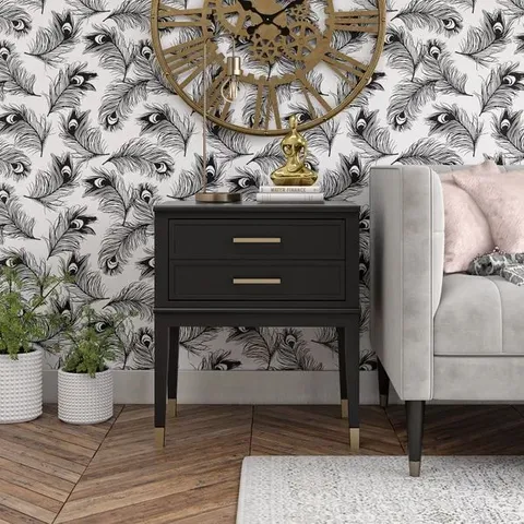 BOXED COSMO LIVING WESTERLEIGH 1 DRAWER BEDSIDE TABLE - BLACK (1 BOX)