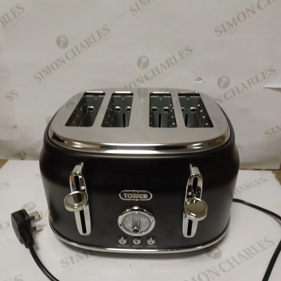TOWER T20065BLK RENAISSANCE 4 SLICE TOASTER, 1630W, BLACK