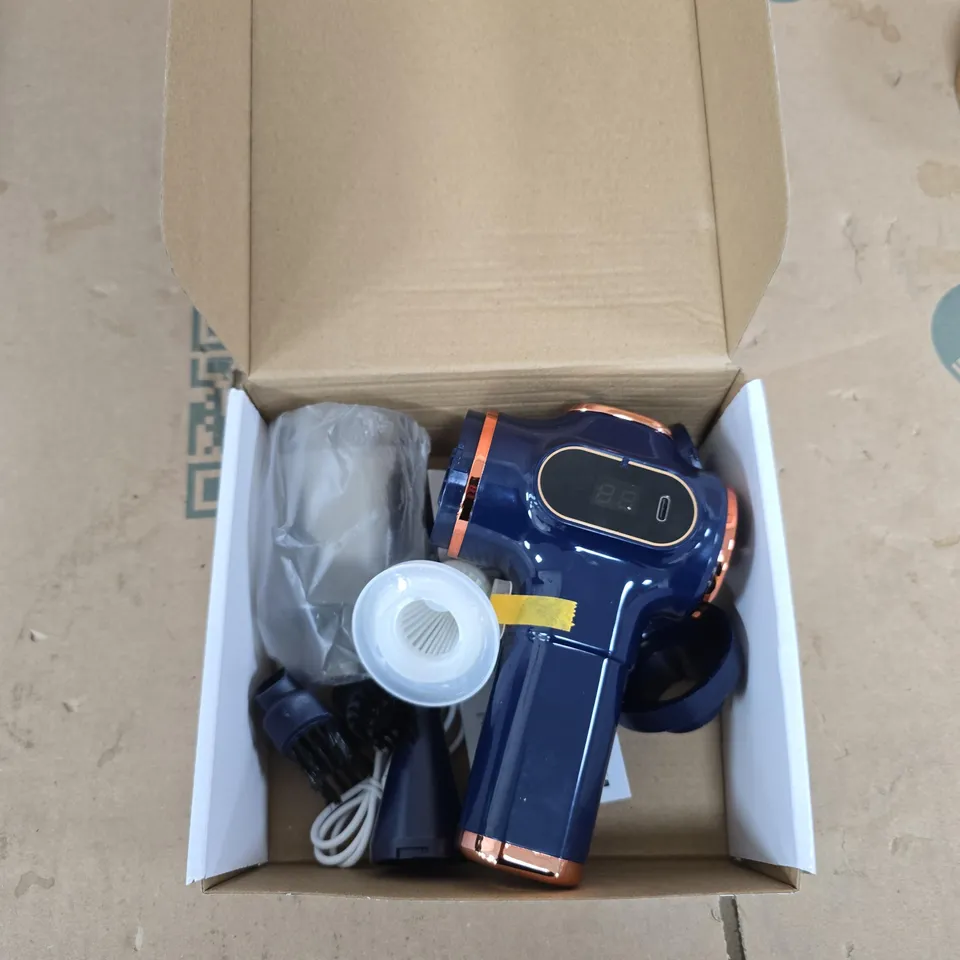 PORTABLE HANDHELD VACUUM CLEANER – BLUE WITH COPPER TRIM 