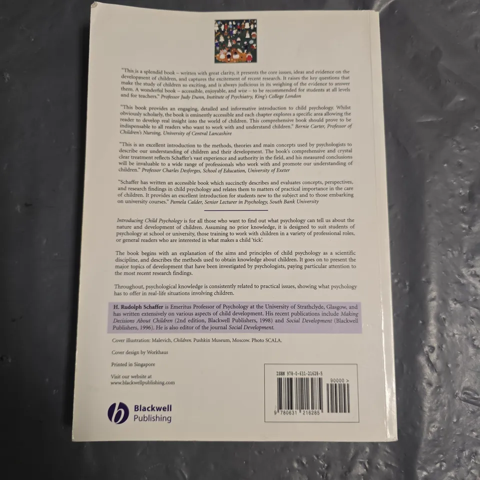 INTRODUCING CHILD PSYCHOLOGY BY H.RUDOLPH SCHAFFER