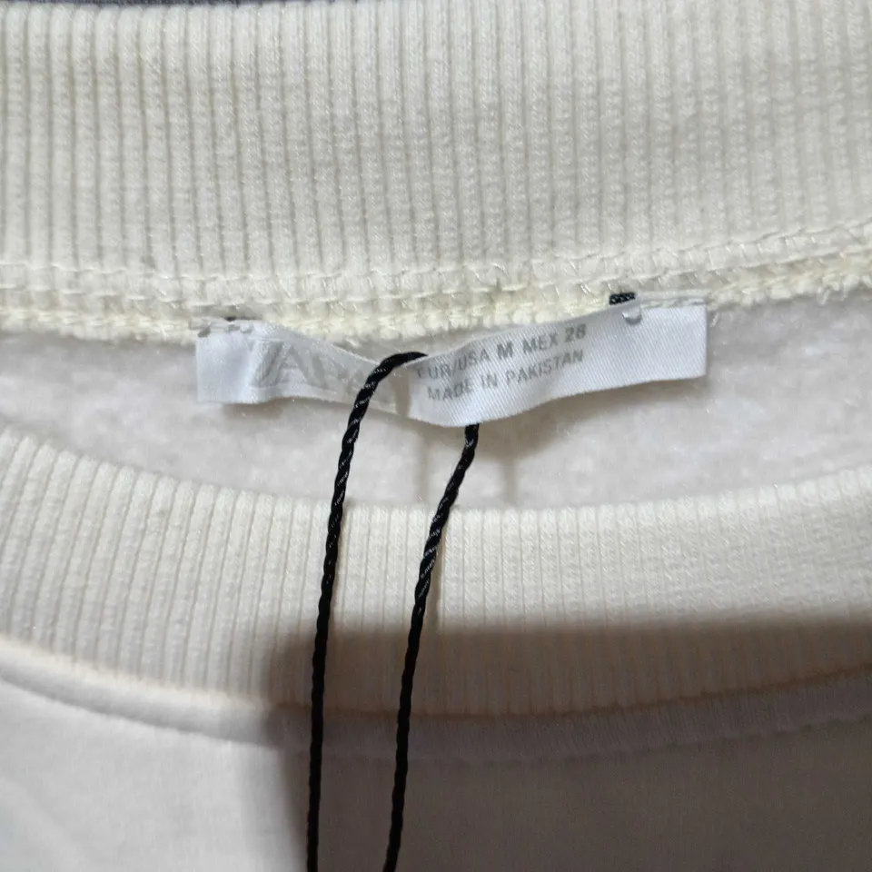 ZARA CREAM SWEATSHIRT, CREW NECK, SIZE M (UK), MADE IN PAKISTAN